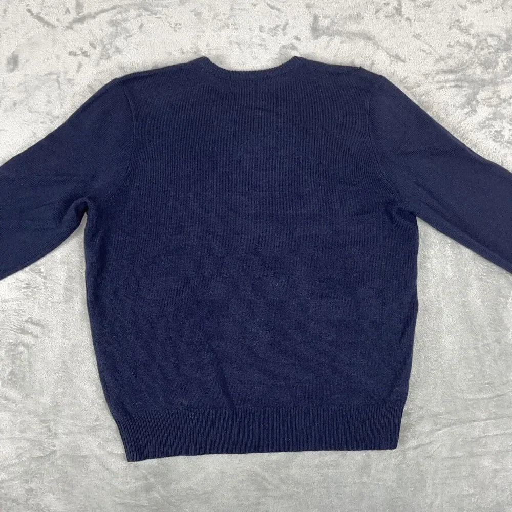 Polo Ralph Lauren 100% Lambs Wool Sweater Italian Yarn V Neck Long Sleeve L Read
